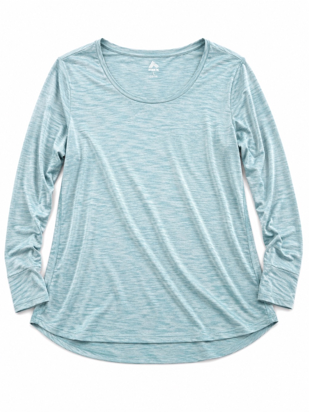 RBX Women’s Heathered Light Blue Long-Sleeve Scoop Neck Tee